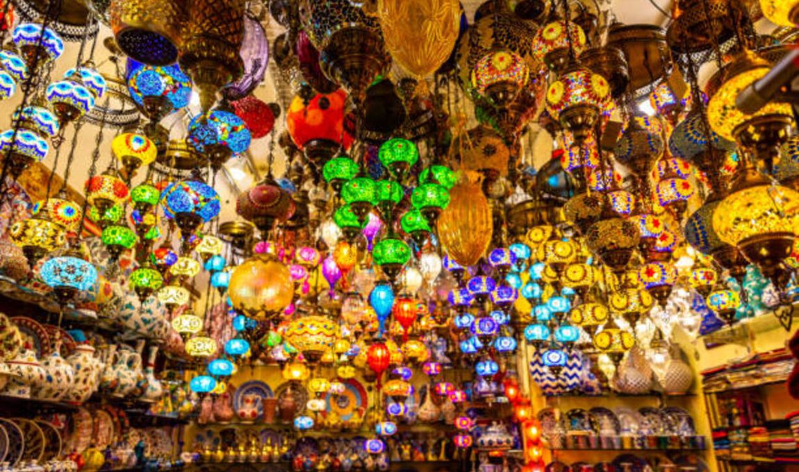 This pic shows beautiful and colorful turkish lamps and lanterns hanging in Grand bazaar in istanbul. The pic is taken in april 2019.